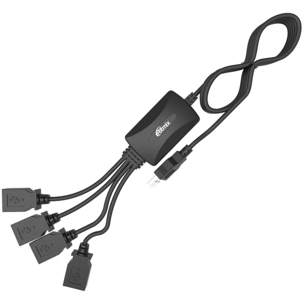 Разветвитель USB Ritmix CR-2405 black (USB хаб) 4 порта USB (15119259), 1887936