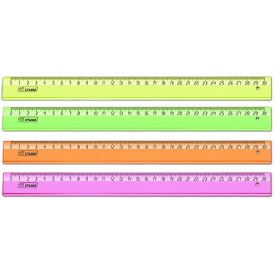 Линейка 30см прозр.   NEON Cristal цвет ассорти  ЛН-32, 21584