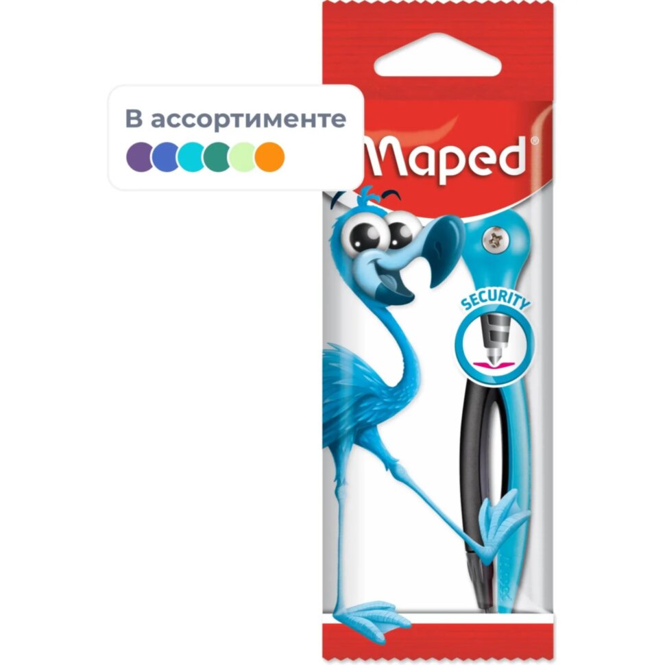 Циркуль ESSENTIALS пластиковый с грифелем, с безопасной иглой, 18100, 2251836