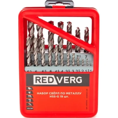 Набор сверл по металлу REDVERG 19 шт HSS-G, 1-10 мм(501042), 1960329
