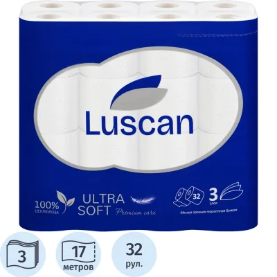 Бумага туалетная Luscan Deluxe Mega Pack 3сл бел цел 17м 142л 32рул/уп, 2128985