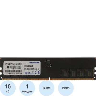Модуль памяти Patriot DDR 5 DIMM 16Gb 5600Мгц(PSD516G56002), 2250364
