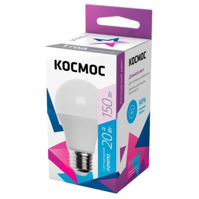 Лампа светодиодная КОСМОС LkecLED20wA60E2765 А60 20W Е27 6500K, 1326921