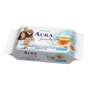 Салфетки влажные AURA освежающие для всей семьи 63шт., 442062