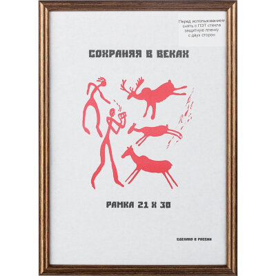 Рамка пластиковая 21x30 (A4) бронза, с пластиком, 1008926