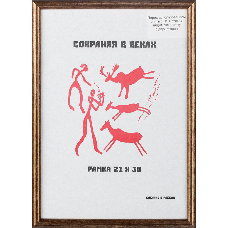 Рамка пластиковая 21x30 (A4) бронза, с пластиком, 1008926