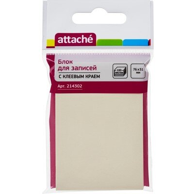 Стикеры ATTACHE с клеев.краем 76х51 желтый 100л, 214302