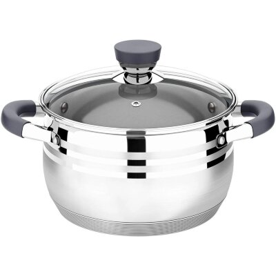 Кастрюля LARA (нерж) MERCURY 22см, 4.9л, индукц. дно, жароп.крышка LR02-473, 2098268
