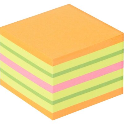 Стикеры Kores CUBO 50x50мм,смешан.неон.цв (оранж,желт,зелен,роз) 400л 48460, 1801188