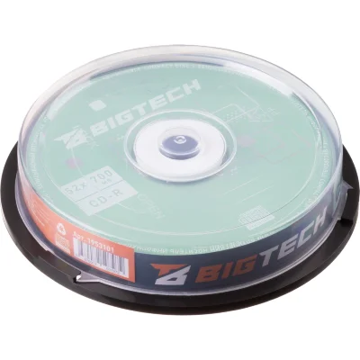 Диск CD-R BigTech 700 МБ 52x cake box YCDRB004 10 штук в упаковке, 1953101