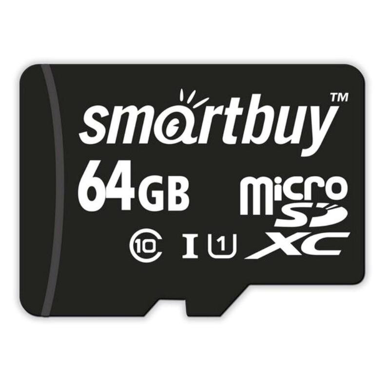 Карта памяти SmartBuy microSDXC 64Gb UHS-I Cl10 +ад, SB64GBSDCL10-01, 948613
