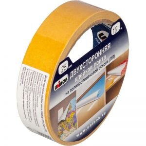 Клейкая лента двухсторонняя  UNIBOB 25мм х 10м (полипропилен), 872523