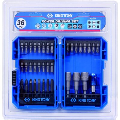 Набор бит 1/4, PH, PZ, Hex, Torx, Slotted,36 предметов KING TONY 1036MR, 1955093