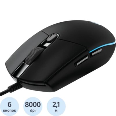 Мышь компьютерная Logitech проводная G102, Black [910-005808, 1723466