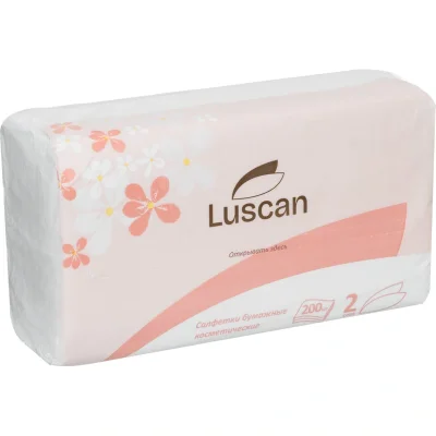 Салфетки косметические в пленке LUSCAN 2сл. 200 листов, 2084473