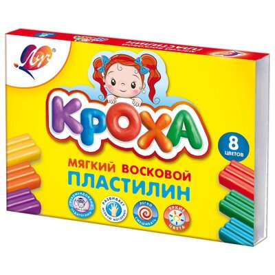 Пластилин воск. Луч Кроха 8 цв 120 г со стеком, 25С 1551-08, 1472070