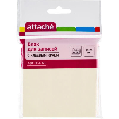 Стикеры ATTACHE с клеев.краем 76х76 желтый 50л, 954070