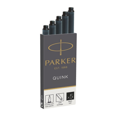 Картридж чернильный для перьевой ручки  PARKER черные 5 шт/уп 1950382, 691263