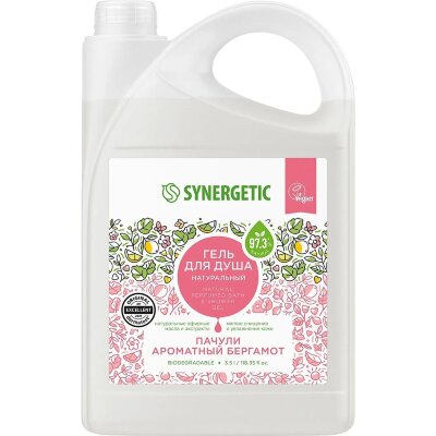 Гель для душа SYNERGETIC Пачули и ароматный бергамот 3,5 л, 1623357