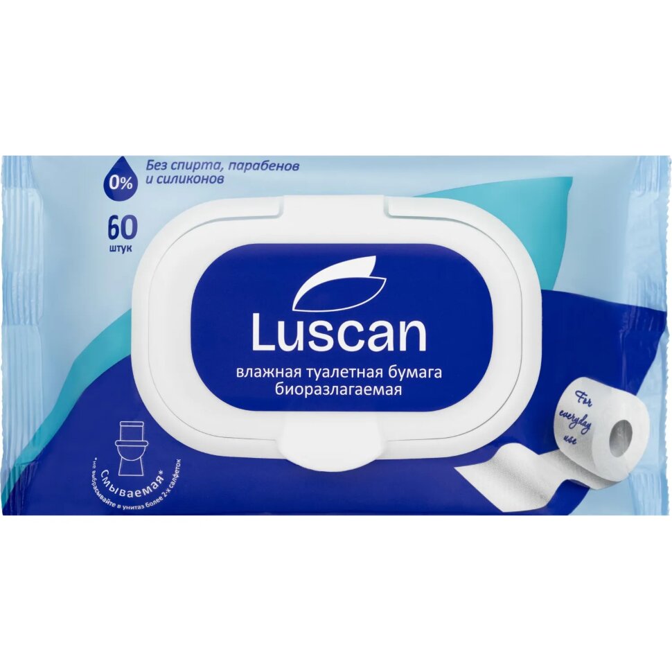 Бумага туалетная влажная Luscan 60шт/уп, 2096738