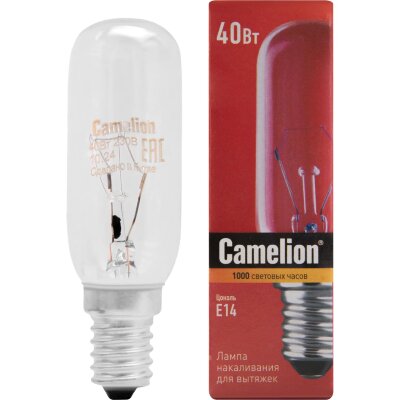Лампа накаливания Camelion MIC 40/T25/CL/E14 40Вт Е14 для вытяжек (12984), 1505608