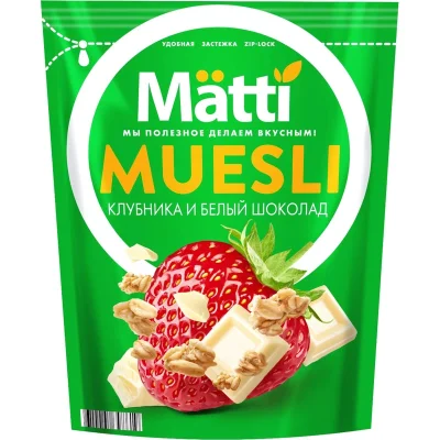 Мюсли   Matti запеченные клубника и белый шоколад, 250г, 1570816