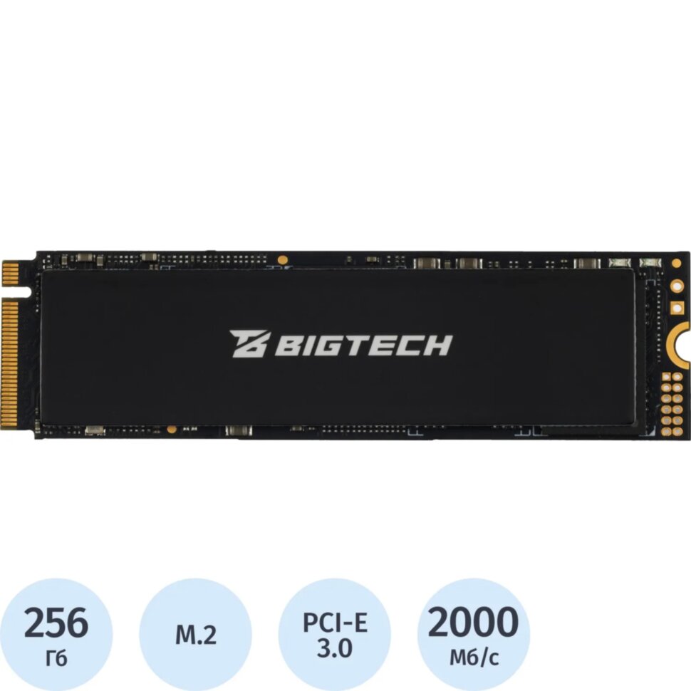 SSD накопитель BigTech M.2 PCIex4 gen3, 256Gb,R/W 2000/1300Мб/с(BSDS256ME), 2288262