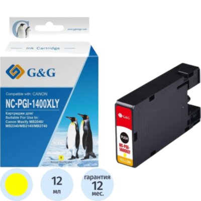 Картридж струйный G&amp;G PGI-1400XL Y жел. для Canon MB2050/MB2350/MB2040, 1650515