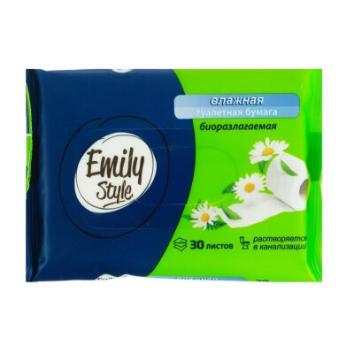 Бумага туалетная влажная Emily Style растворяющаяся 30шт/уп, 1229477