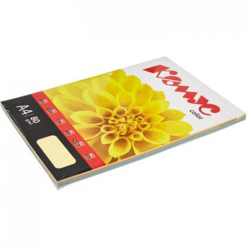 Бумага цветная Комус Color (микс пастель 5цв:ж,р,о,з,л),80г,А4,100 л, 658907