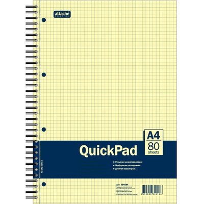 Бизнес-тетрадь 80л,кл,А4,Yellow Pad,спираль,тон.блок 70г/м, 494584