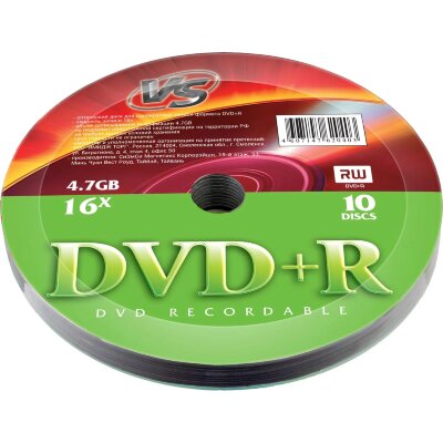 Носители информации DVD+R 4,7 GB 16x, VS, 10шт/уп, 1988366