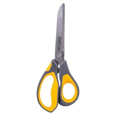 Ножницы Deli E77762 Yellow 210мм,прорезин.ручки желт-сер,лезвия сталь,блист, 1791569