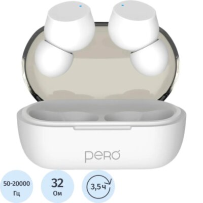 Наушники Pero TWS07 Invisible White, bluetooth, 2487789