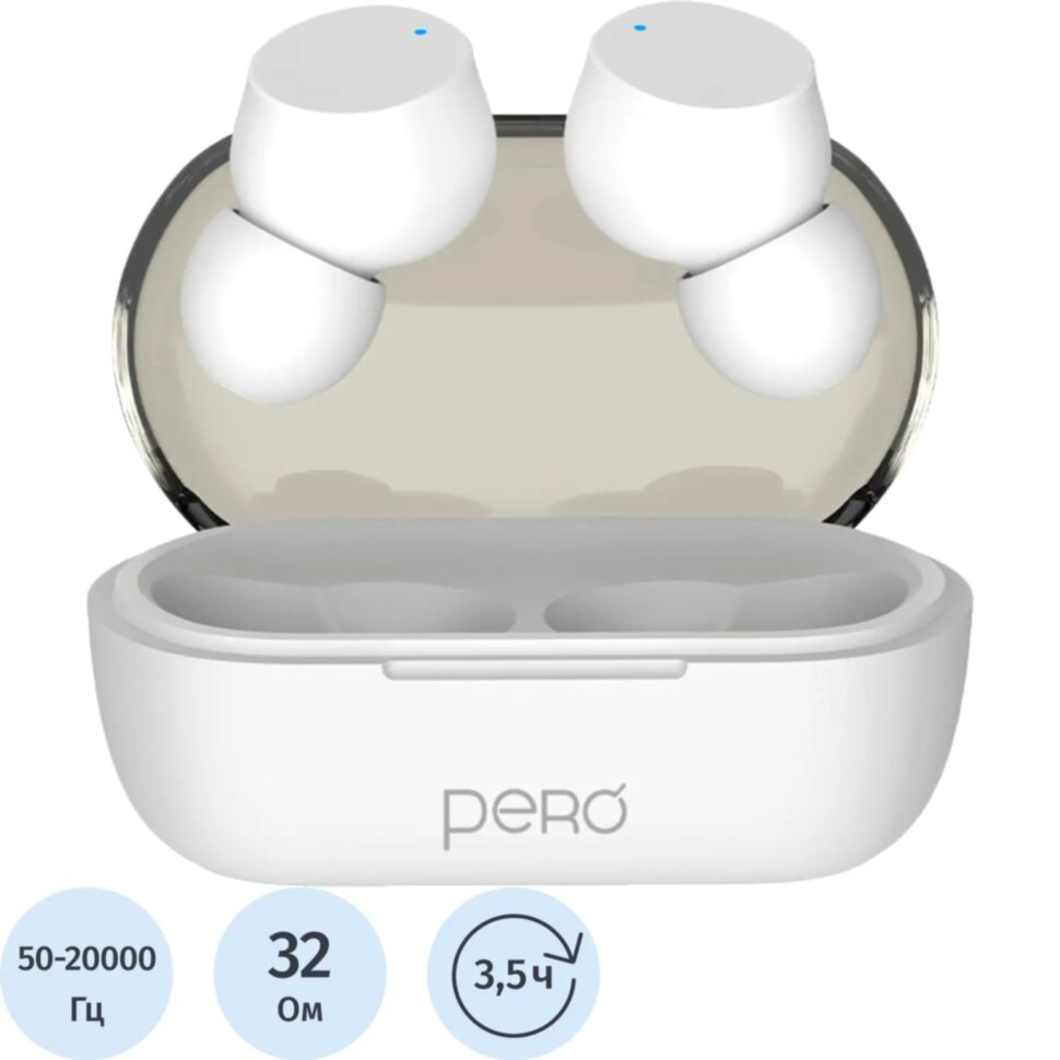 Наушники Pero TWS07 Invisible White, bluetooth, 2487789