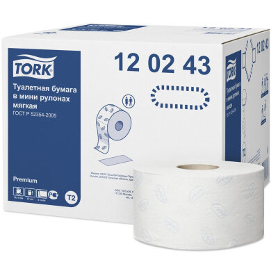 Бумага туалетная Торк/Tellus Премиум T2 2сл170м 850л 12рул/уп_110253/120243, 350817