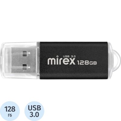 Флеш-память Mirex USB 3.0 UNIT BLACK 128Gb (13600-FM3UB128 ), 1835848
