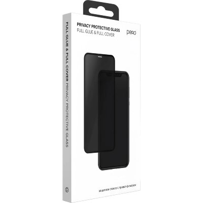 Защитное стекло PERO Full Glue Privacy для iPhone 16 Pro, черное, 2332788