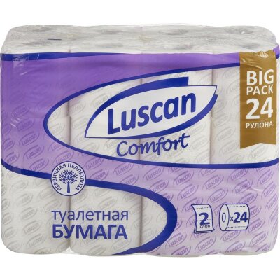 Бумага туалетная Luscan Comfort 2сл бел 100%цел втул 20,04м 167л 24шт/уп, 1574572