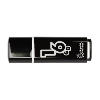 Флеш-память Smartbuy Glossy, 16Gb, USB 2.0, чер, SB16GBGS-K, 445922