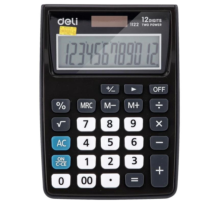 Калькулятор карманный Deli E1122, 12-р, дв.пит., 120х86мм, серый, 1407144