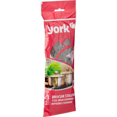 Губка-мочалка YORK из нерж.стали 3шт/уп, 739684