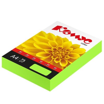 Бумага цветная Комус Color (зеленый неон) 75+-5гр, А4, 500 л, 1683293