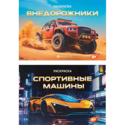 Раскраска книжка д/детей д/мальчиков Крутые гонки 2шт/уп 2диз,в ас-те,74942, 2516440