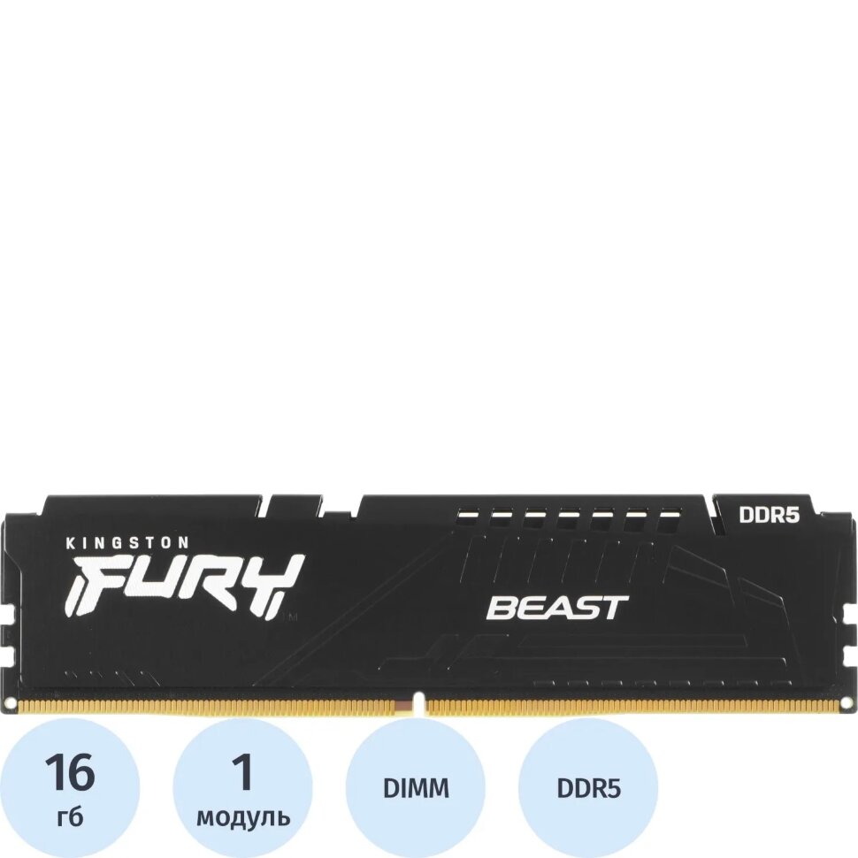 Модуль памяти Kingston FURY Black DDR5 DIMM 16GB 5600Мгц(KF556C36BBE-16), 2249068