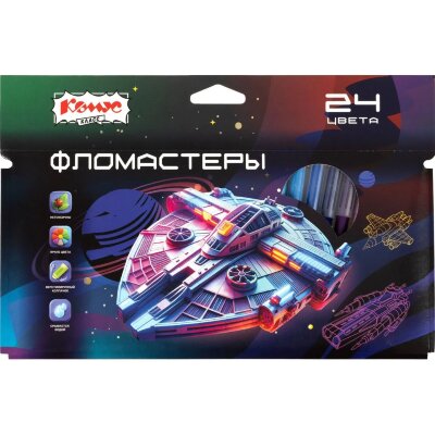 Фломастеры Комус Класс Star way 24 цв. в наб.,вентилир.,смыв, карт. упак, 2162241