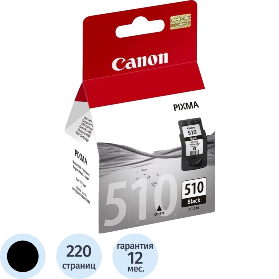 Картридж струйный Canon PG-510 (2970B007) чер для МР240/250/260/270/490/230, 134260
