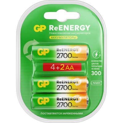 Аккумулятор GP 2600mAh AA 270AAHC4/2-2CR6/ 270AAHC4/2RSY-2CRCB6 бл/6шт, 1654300