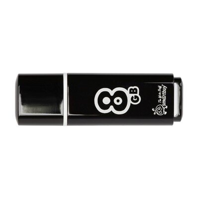 Флеш-память Smartbuy Glossy, 8Gb, USB 2.0, чер, SB8GBGS-K, 445919