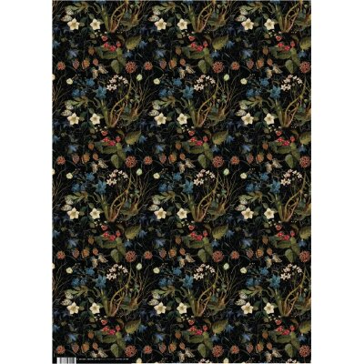 Бумага упаковочная FLORA.ЛЕСНЫЕ ЯГОДЫ, 50 х 70 см (4 листа), 2-794/02, 2458809
